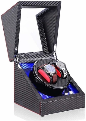 Watch Double Automatic Watch Winder Box LED Switch 5-Speed Adjustment Mode Wooden Luxury Storage Case for 2 Wrist Watches (A)