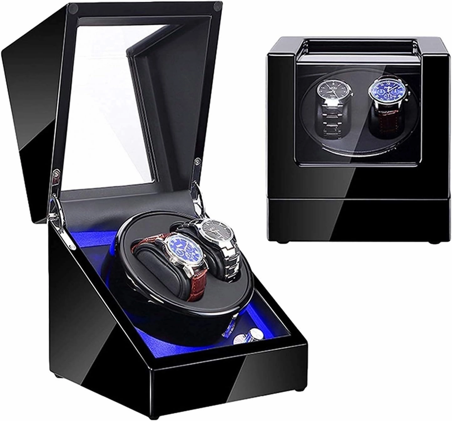 Watch Winder Automatic Watch Winder,Automatic Watch Winder with Led Illumination Watch Winder Box Black Piano Paint Exterior Quiet Motor Dual Power Supply Watch