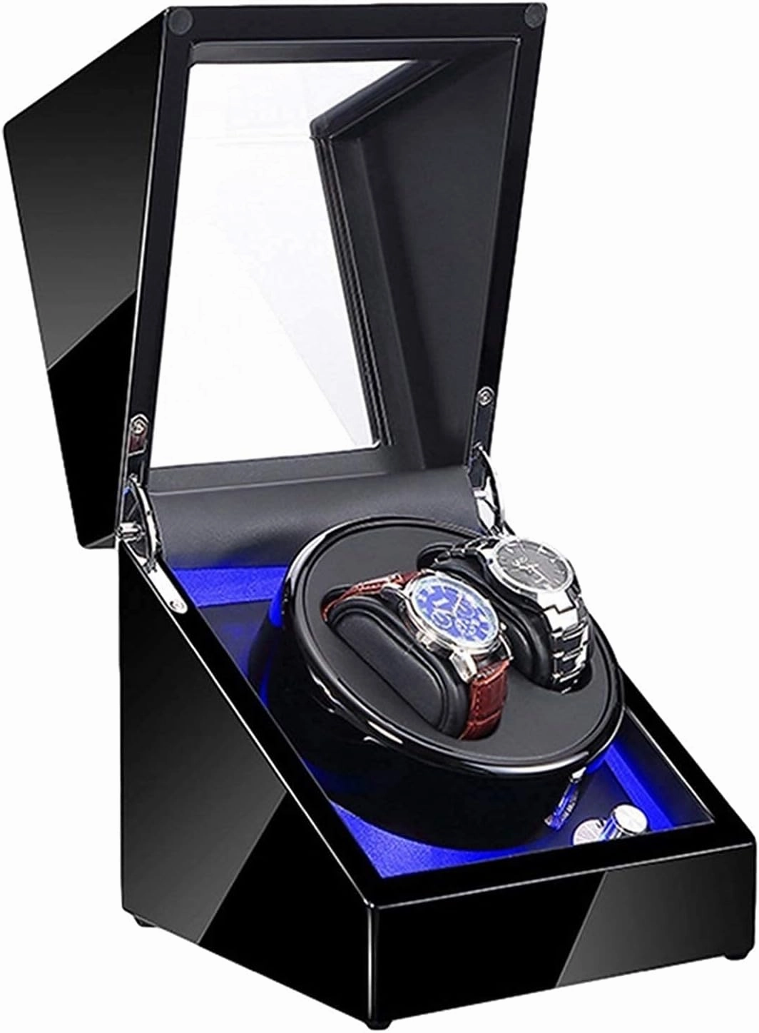 Watch Winder Automatic Watch Winder,Automatic Watch Winder with Led Illumination Watch Winder Box Black Piano Paint Exterior Quiet Motor Dual Power Supply Watch