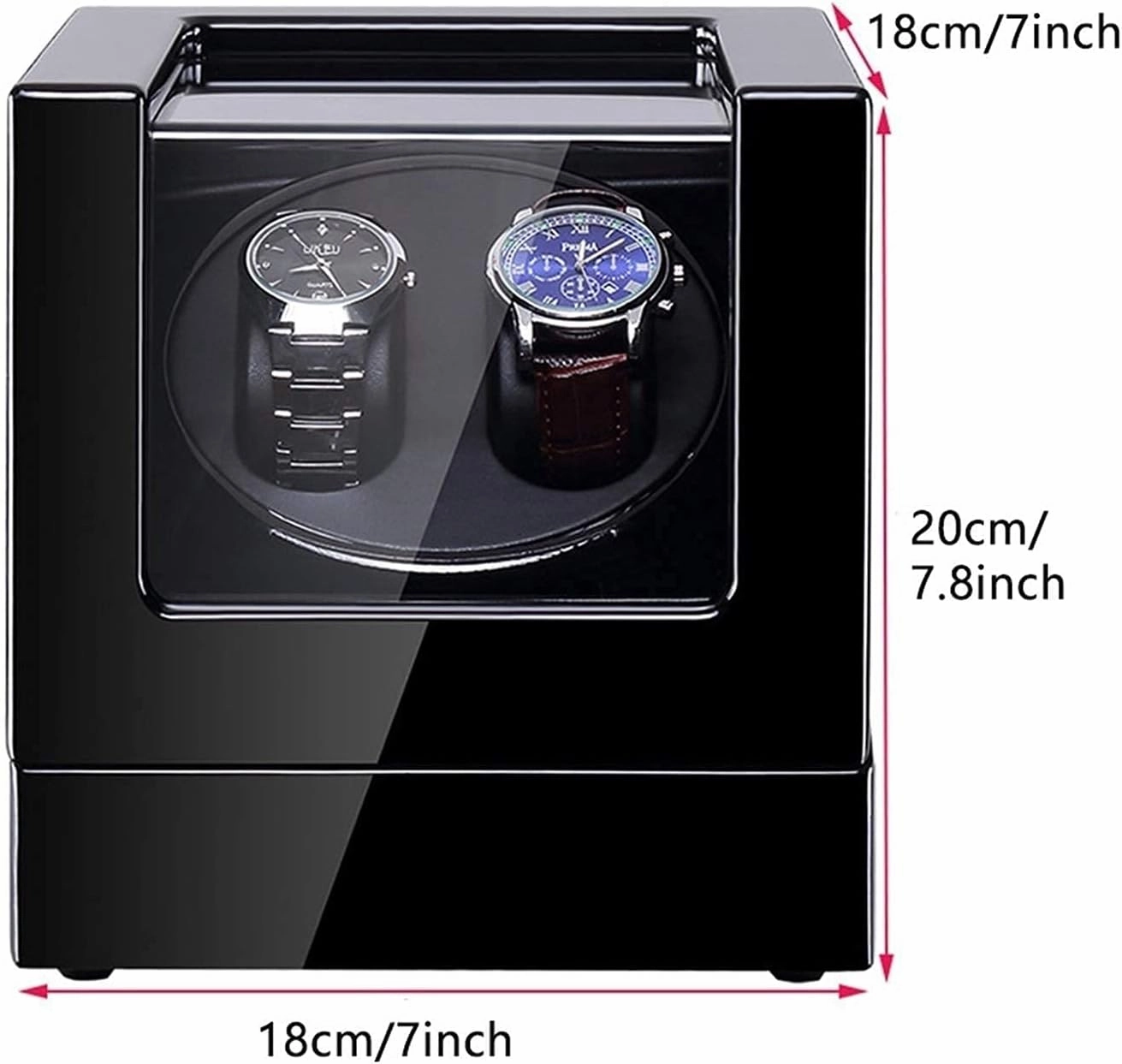 Watch Winder Automatic Watch Winder,Automatic Watch Winder with Led Illumination Watch Winder Box Black Piano Paint Exterior Quiet Motor Dual Power Supply Watch