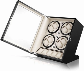 Watch Winder Automatic Watch Winder Box 8   5, Wood Shell Piano Paint Exterior, Large Capacity, Silent Motor, Fit Lady and Man Watches,Black White Watch Winder
