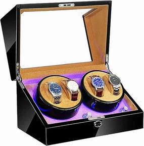 Watch Winder Automatic Watch Winder Box Built-in LED Light Flexible Watch Pillow Dual Power Supply Piano Paint Exterior Quiet Motor Watch Winder