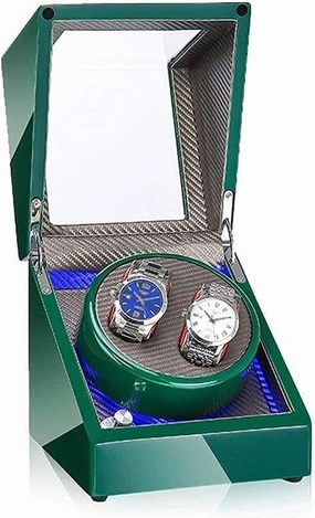 Watch Winder Automatic Watch Winder Box Double Watch Winder Box for Automatic Watches, with Led Light, Green Piano Paint Exterior, Silent Motor, 4 Rotation Modes Watch Winder,B Watch Winder