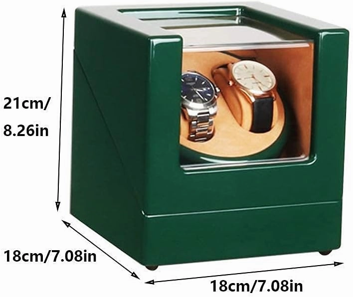 Watch Winder Automatic Watch Winder Box Double Watch Winder Box for Automatic Watches, with Led Light, Green Piano Paint Exterior, Silent Motor, 4 Rotation Modes Watch Winder,B Watch Winder