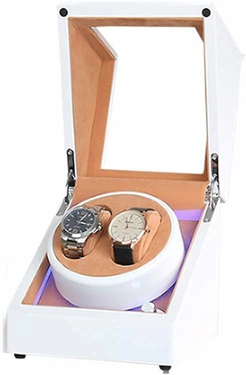 Watch Winder Automatic Watch Winder Box Double Watch Winder Box, with LED Light, Wood Shell Piano Paint Exterior, Extremely Silent Motor, Fit Lady and Man Watch