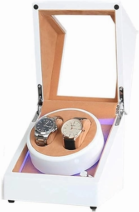 Watch Winder Automatic Watch Winder Box Double Watch Winder Box, with LED Light, Wood Shell Piano Paint Exterior, Extremely Silent Motor, Fit Lady and Man Watch