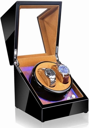 Watch Winder Automatic Watch Winder Box for 2 Watches with LED Light Display Box Storage Case 5 Rotation Modes Watch Winder Innovate