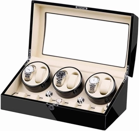 Watch Winder Box for 6 Automatic Clocks   7 Storage Silent Engine Wood Shell Piano Color Exterior Large Capacity Watch Winder Display Watch Box Storage
