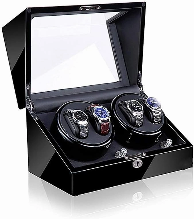 Watch Winders, Automatic Watch Winder Box, 5 Rotation Modes with Quiet Motor, Carbon Fibre Piano Finish Wood Shell Watch Winder Storage Case