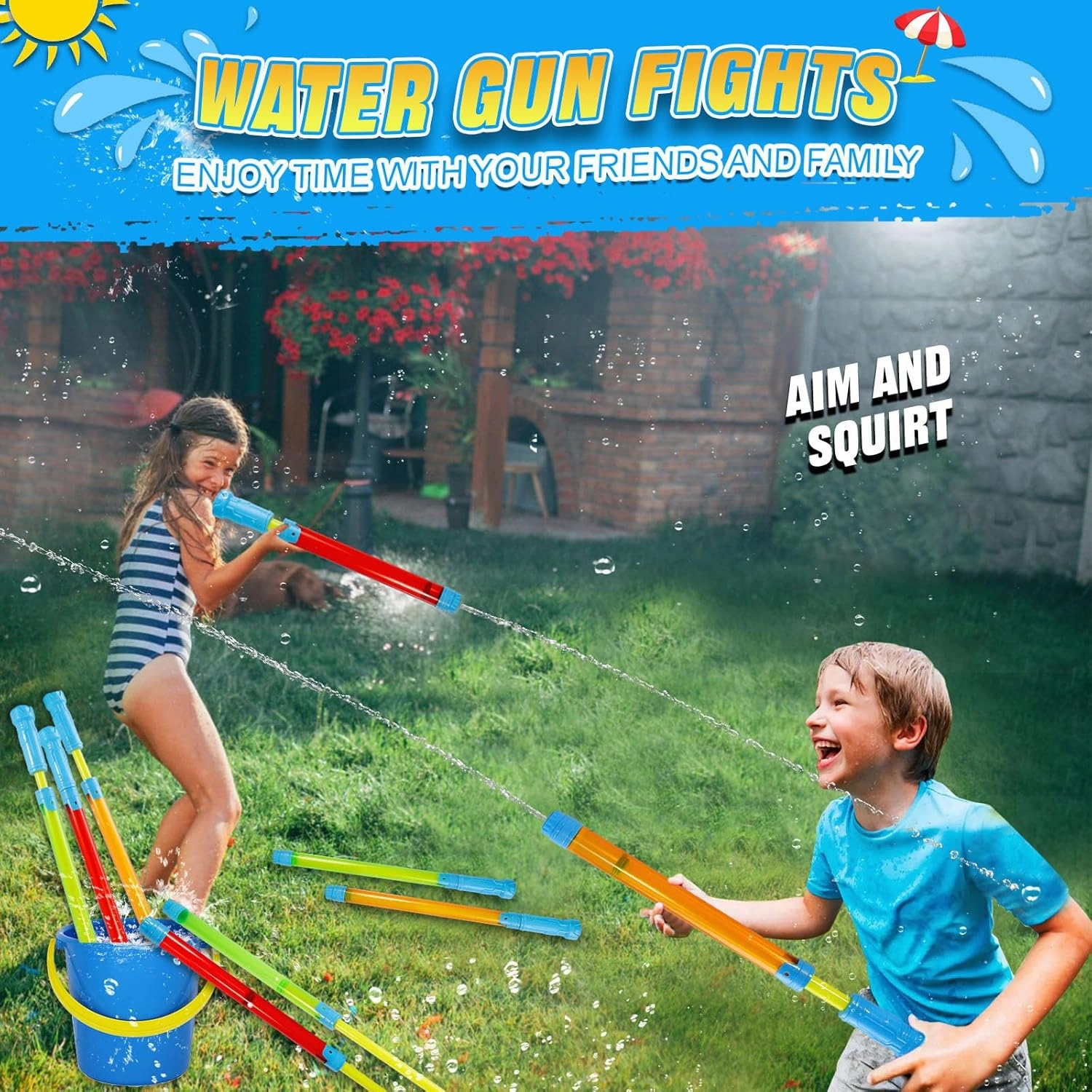 Water Guns for Kids - Water Pool Toys for Kids Ages 3-5, 4-8, 8-12 - Pool Games - Squirts Bulk Party Favors Outdoor Summer Beach Toys for Girls, Boys and Adults (6 Pack)