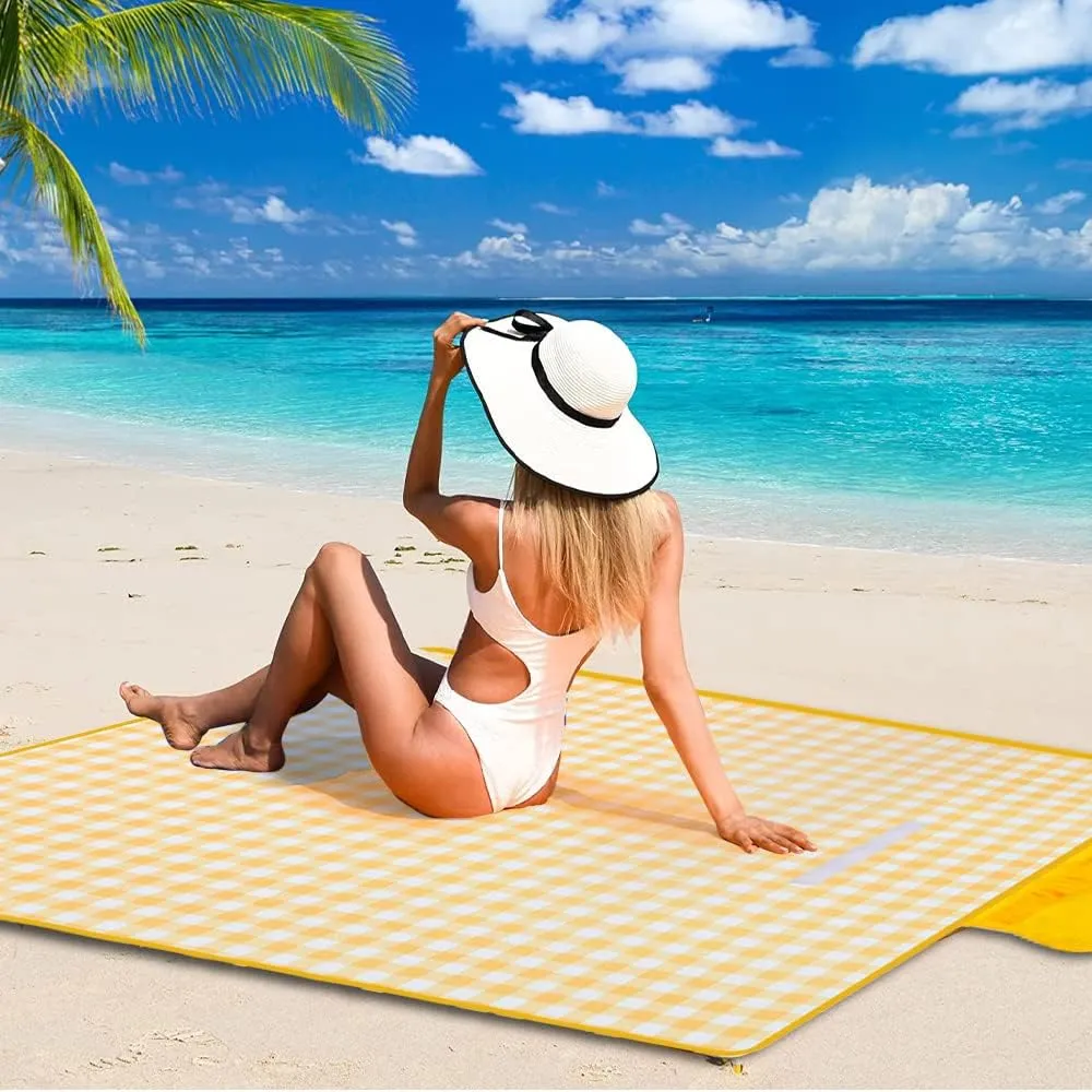 Waterproof Foldable Outdoor Picnic Mat,2023 New Extra Large Beach Blanket Foldable Lightweight Waterproof Sand Mat,Portable Travel Blanket Play Mat for Beach Camping Hiking Park (#A6, 60 * 80 in)