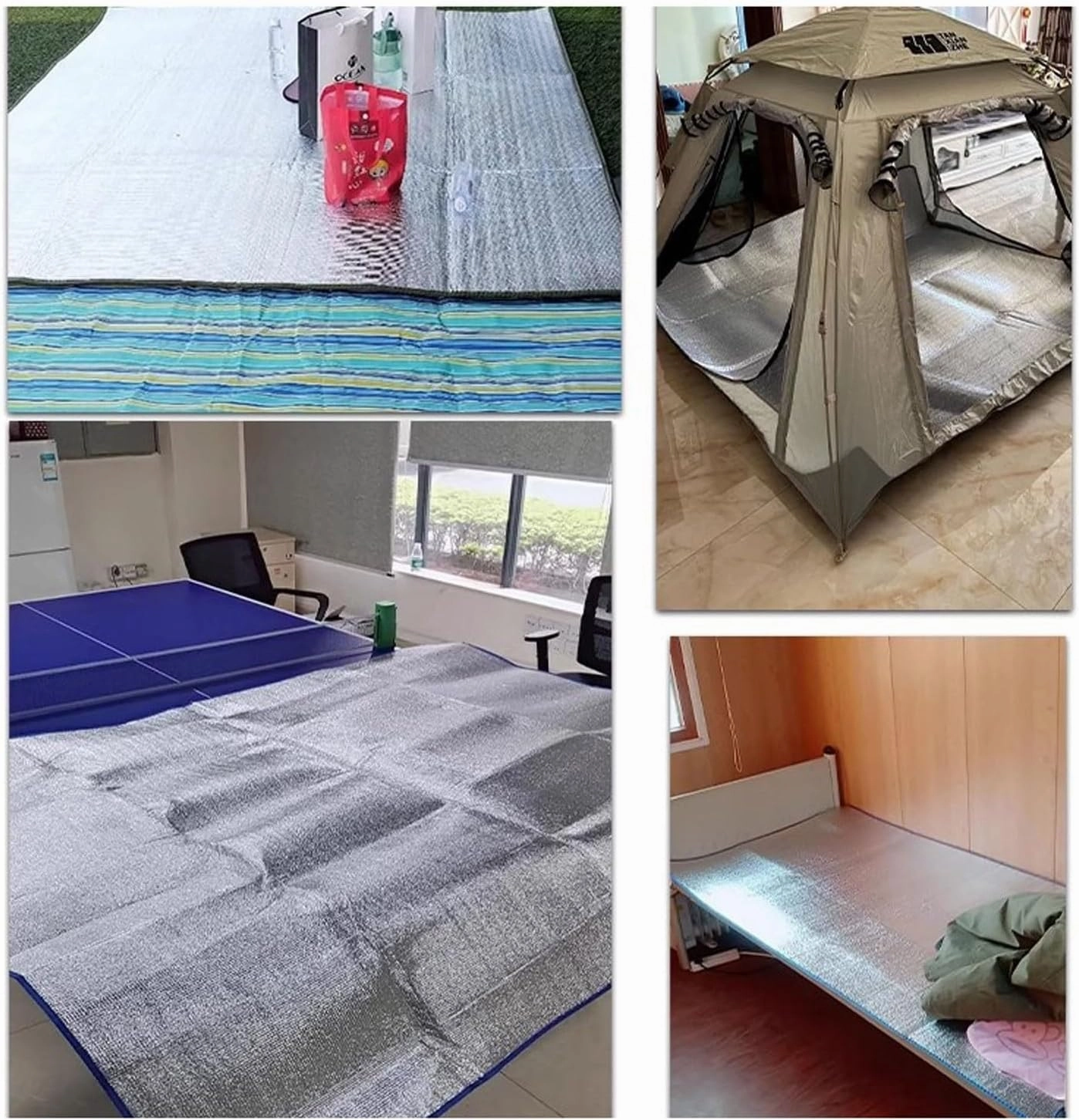 Waterproof Foil Camping Mat, Aluminum Film Sleeping Mat, 7mm Thick Foam Aluminium Insulating Mat for Traveling & Outdoor Activities, Double-Sided Foil Tent Pad