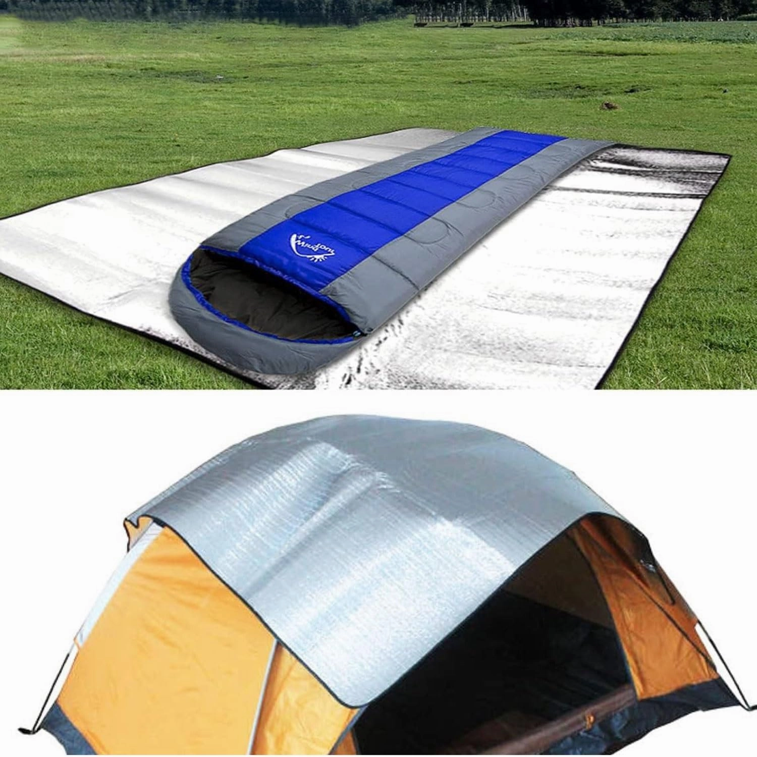 Waterproof Foil Camping Mat, Aluminum Film Sleeping Mat, 7mm Thick Foam Aluminium Insulating Mat for Traveling & Outdoor Activities, Double-Sided Foil Tent Pad