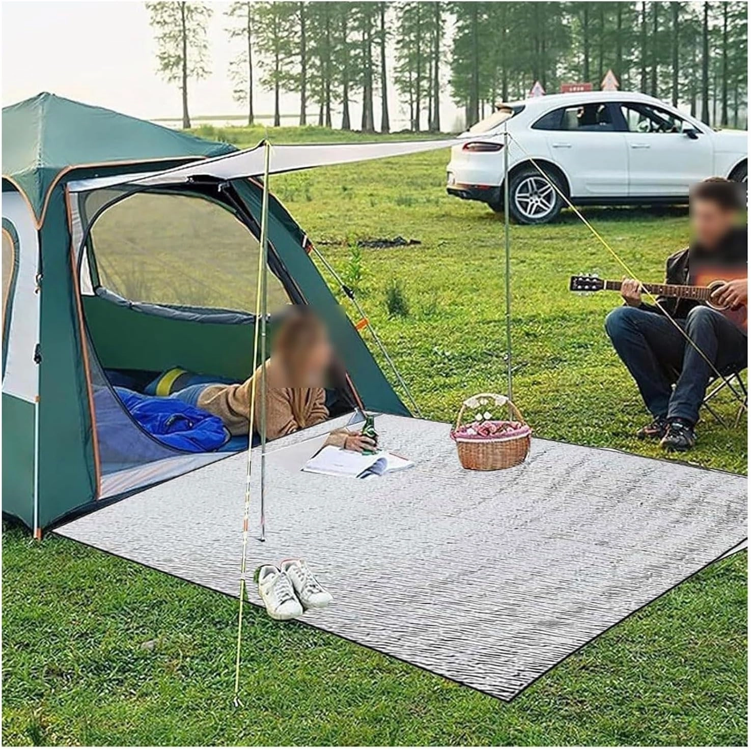 Waterproof Foil Camping Mat, Aluminum Film Sleeping Mat, 7mm Thick Foam Aluminium Insulating Mat for Traveling & Outdoor Activities, Double-Sided Foil Tent Pad