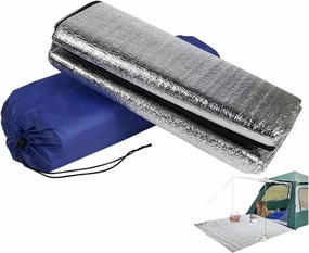 Waterproof Foil Camping Mat, Aluminum Film Sleeping Mat, 7mm Thick Foam Aluminium Insulating Mat for Traveling & Outdoor Activities, Double-Sided Foil Tent Pad