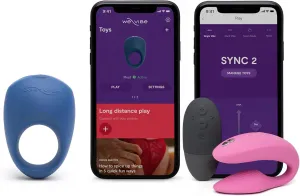 We-Vibe Sync 2 Pink App Control Couples Vibrator & We-Vibe Pivot Vibrating Cock Ring - Couples Sex Toys Bundle