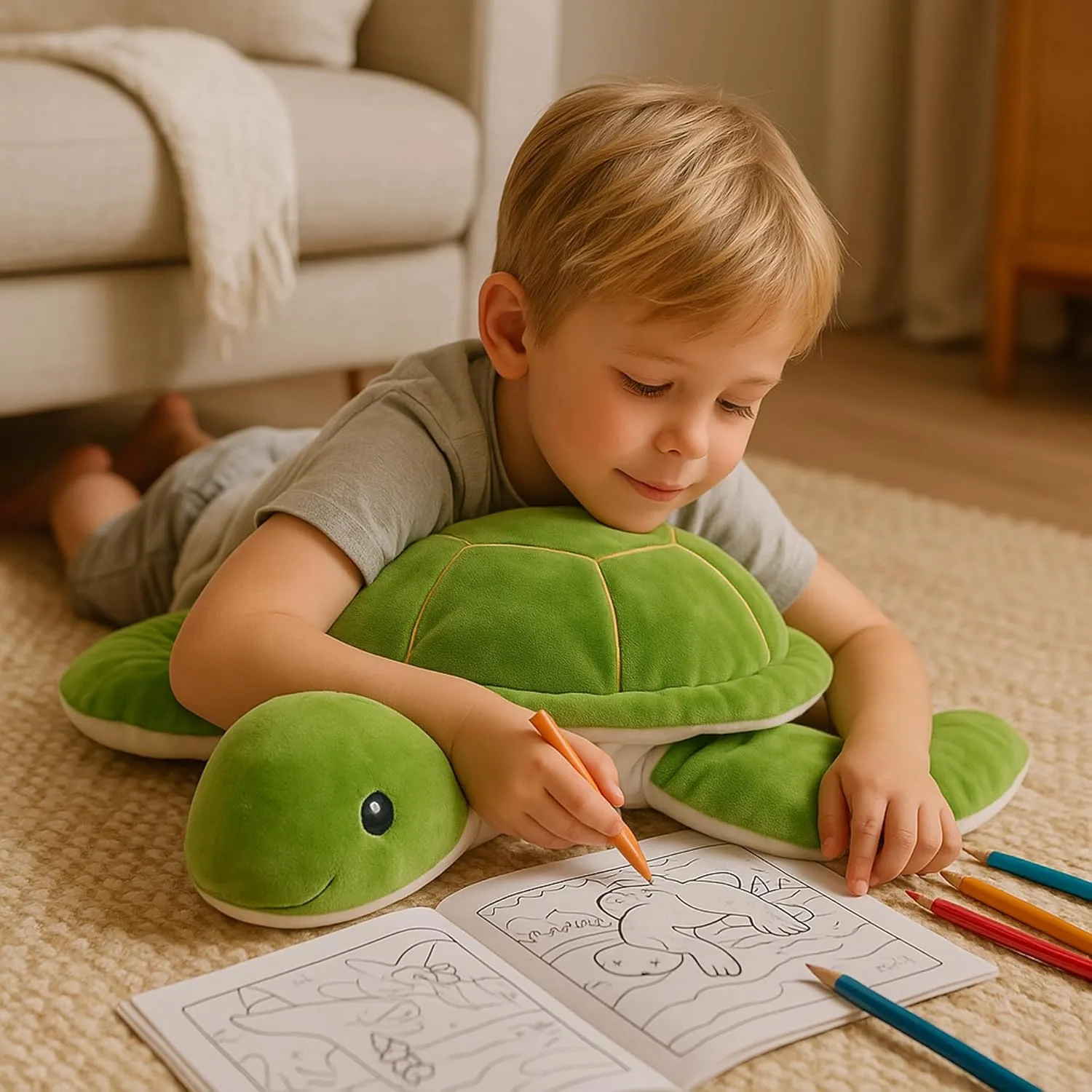 Weighted Sea Turtle Plush Toy - 20 Inches, 2.3 lbs, Soft & Removable Weight for Kids and Adults - Embroidered Eyes, Stress Relief & Comfort