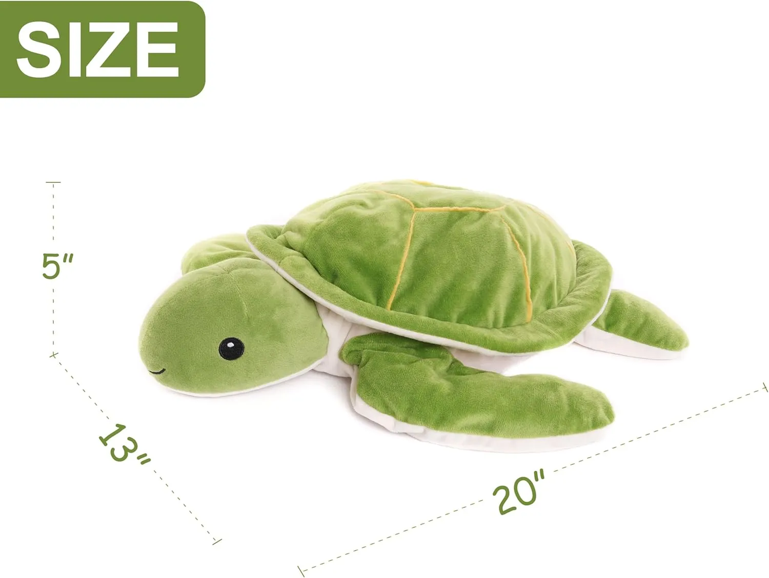 Weighted Sea Turtle Plush Toy - 20 Inches, 2.3 lbs, Soft & Removable Weight for Kids and Adults - Embroidered Eyes, Stress Relief & Comfort