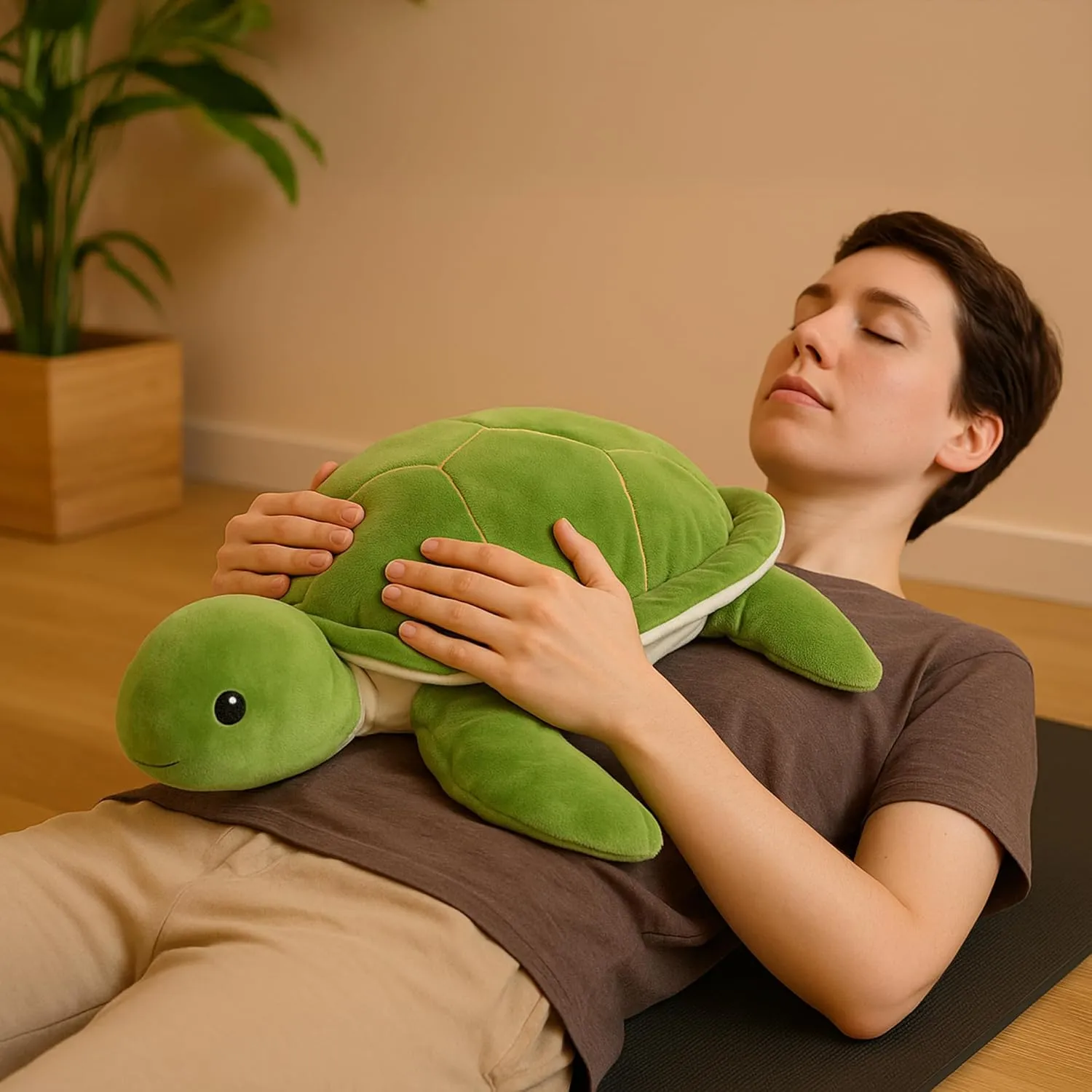 Weighted Sea Turtle Plush Toy - 20 Inches, 2.3 lbs, Soft & Removable Weight for Kids and Adults - Embroidered Eyes, Stress Relief & Comfort