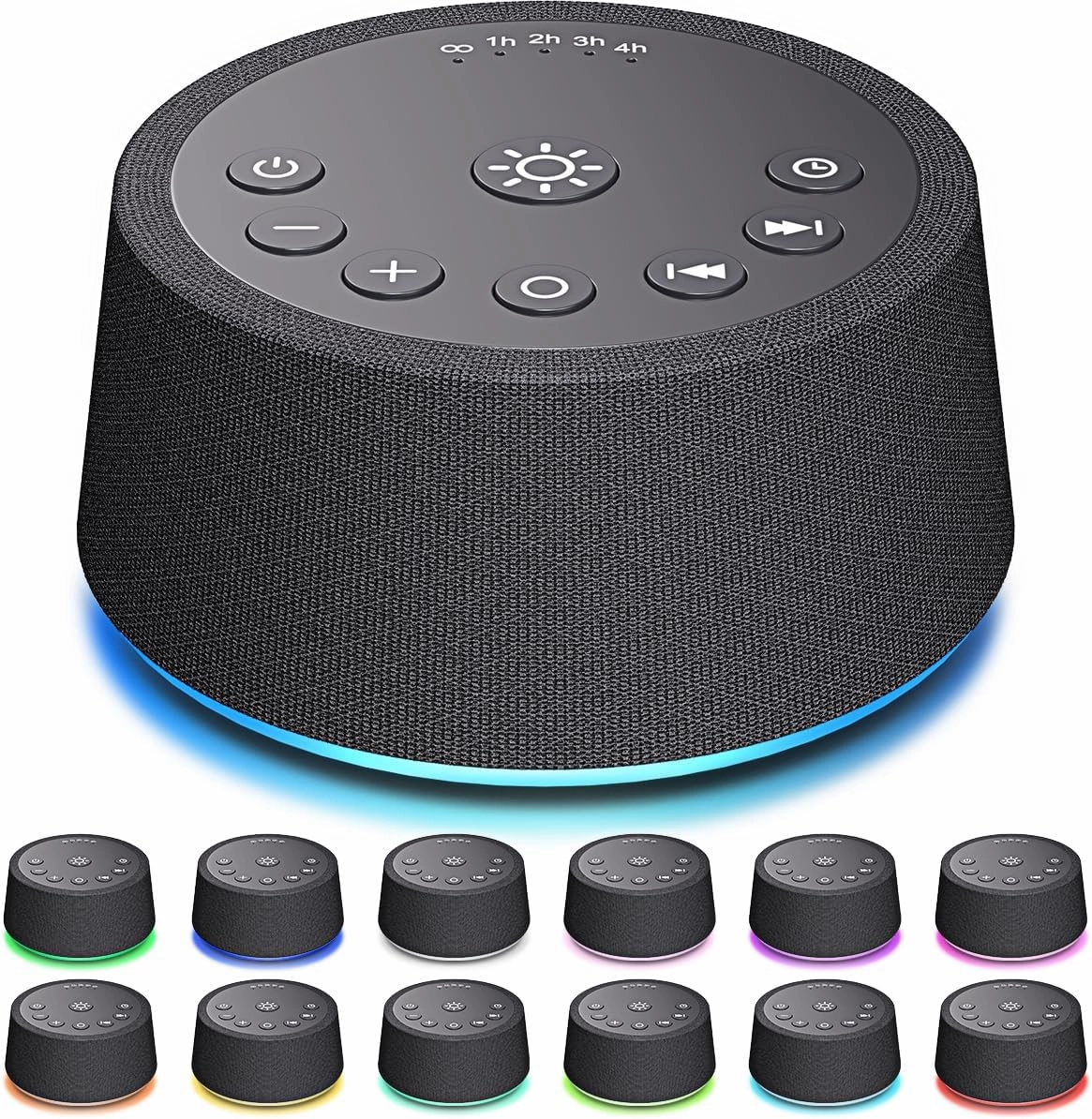 White Noise Sleep Sound Machines 30 Sounds 12 Colors Light 32-Level Volume 5 Timers for Home Travel Gift Adjustable Brightness Memory Function Compact