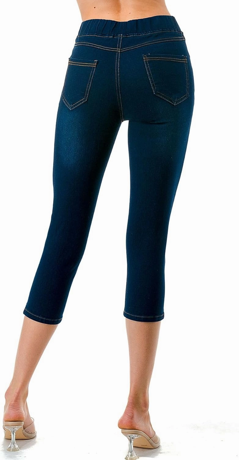 Women's Ripped Destroyed Skinny Jeans & Jeggings Pull-On Elastic Waist Stretch Denim Pants Regular-Plus Size