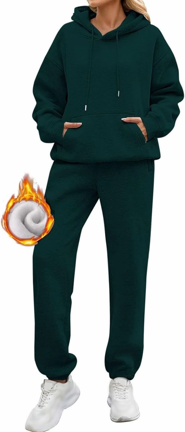Womens Sweatsuits 2 Piece Set Oversized Matching Sweatshirt Baggy Fashion Lounge Sweatpants Set Tracksuit