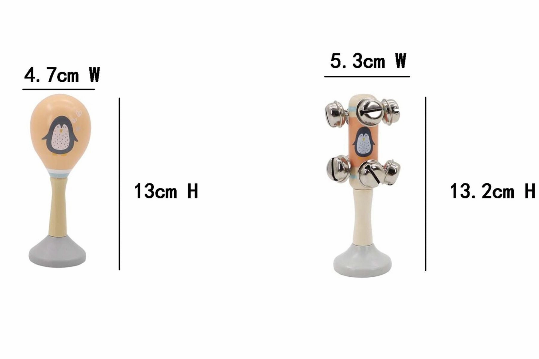 Wooden Maraca And Bell Stick Set - Penguin