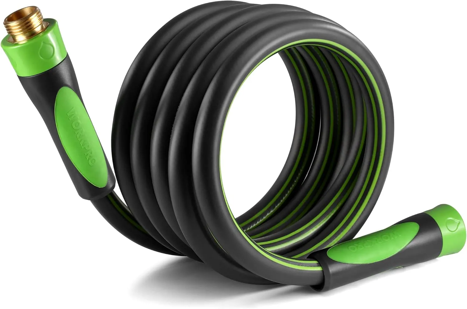 WORKPRO 5/8 IN x 10 FT Garden Hose, Heavy Duty, Flexible, Lightweight Water Hose with Bi-Material 360° Rotation Handle, 3/4" GHT Solid Brass Fittings, for Outdoor, Lawn, Garden & Yard, Car Wash