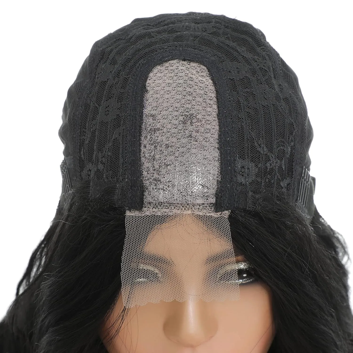 xccoco Long Wavy Black Wigs for Women 30inch Long Body Wave Synthetic Lace Natural Looking Wig Middle Part Heat Resistant Wigs for Daily