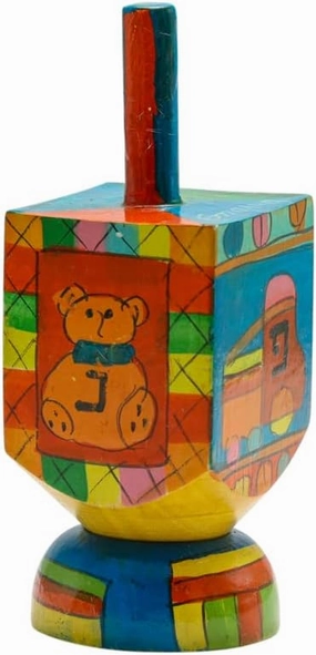 Yair Emanuel Dreidel Ornament with Stand for Hanukkah | Hand Painted Illustrations | DRS-8A