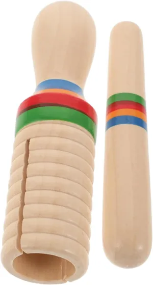 Yardwe 1 Set Wooden Sound Tube Musical Instrument Single Threaded Ring Percussion with Mallet for Educational Music for Rhythm Development and Fun Play