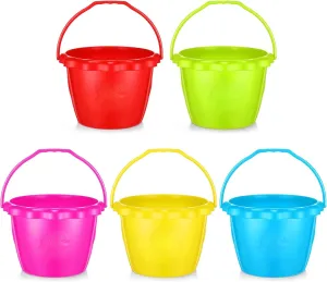 Yinder 5 Packs Sand Buckets, 6.5 in Rum Buckets Plastic Bucket Pails Toys for Pool Summer Beach Party Favors
