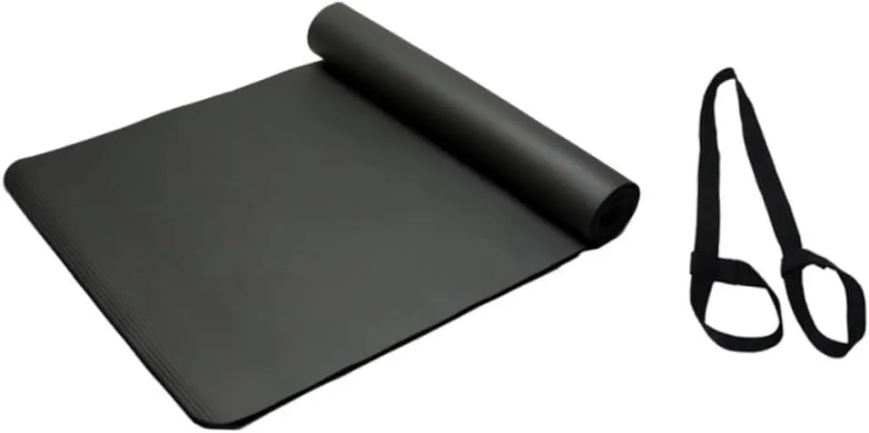 Yoga Knee Pad and Cushion Mat for Pilates Fitness and Ground Workouts Black with Strap Comfortable Non Slip Portable Yoga Accessory