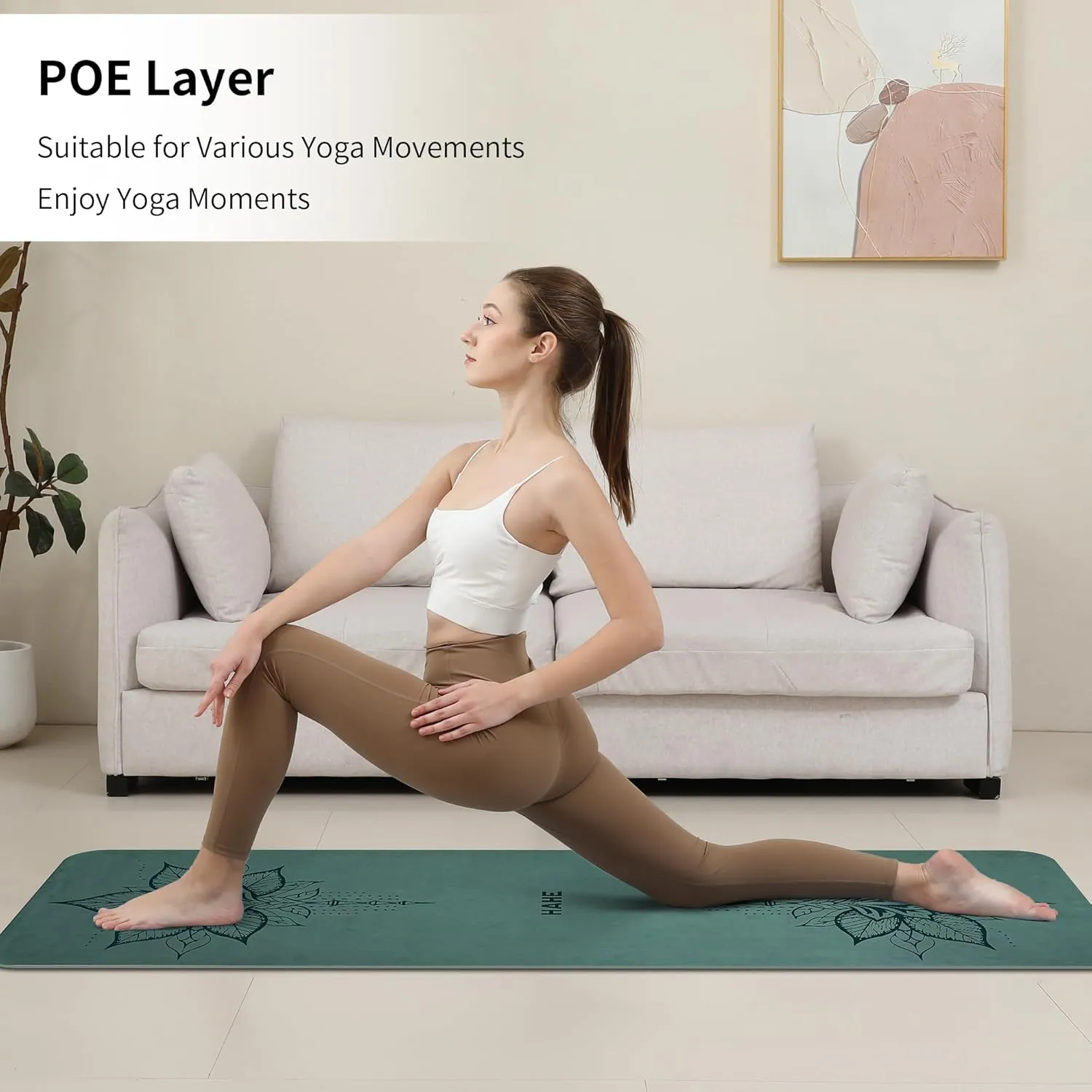 Yoga Mat Thick (8MM,1/3"), Eco-Friendly POE Non Slip Yoga Mat, High Rebound & Shock Absorption, Anti-Tear & Sweat-Resistant for Yoga, Fitness, Home, Workouts, Large Pilates Mats 72"x24" with Carrying Strap