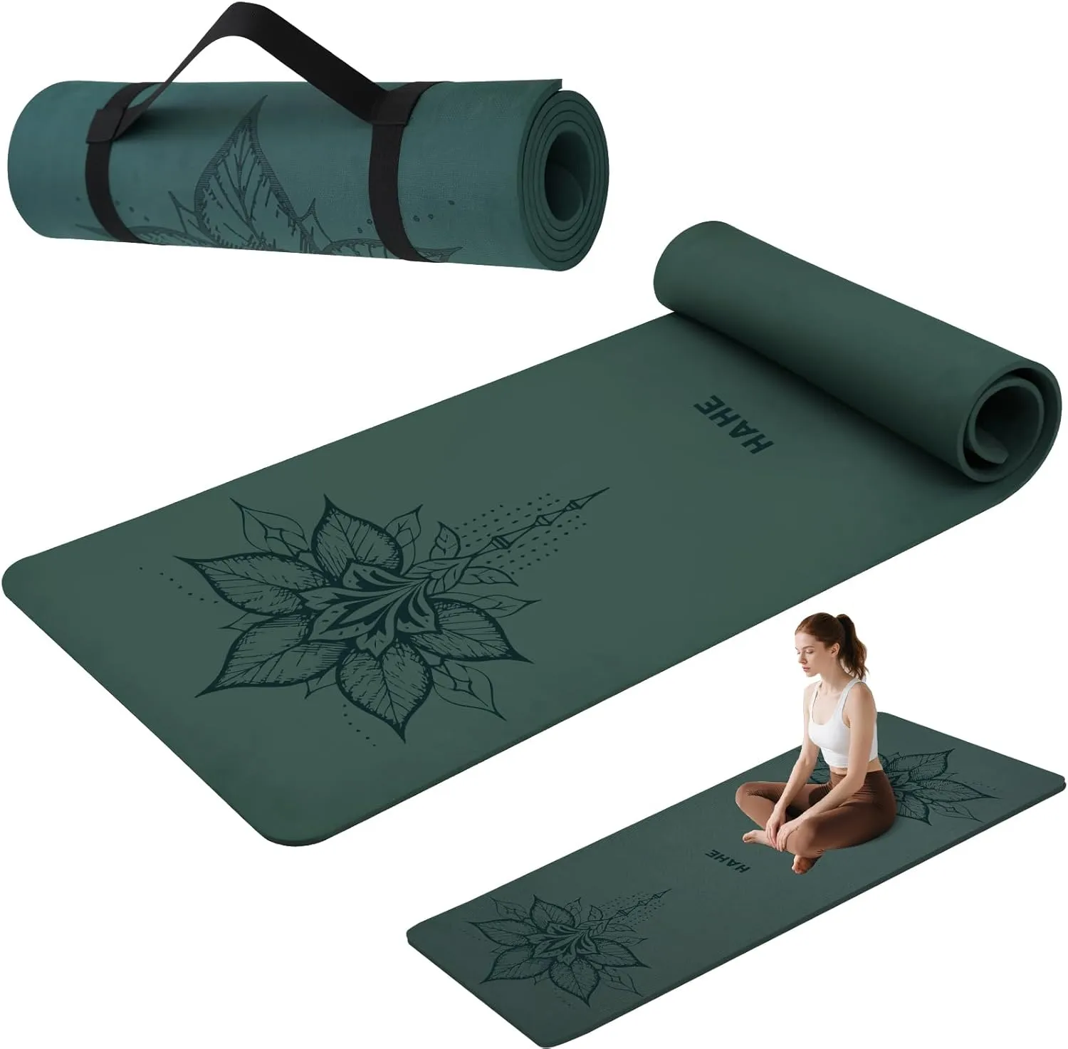 Yoga Mat Thick (8MM,1/3"), Eco-Friendly POE Non Slip Yoga Mat, High Rebound & Shock Absorption, Anti-Tear & Sweat-Resistant for Yoga, Fitness, Home, Workouts, Large Pilates Mats 72"x24" with Carrying Strap