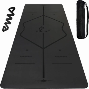 Yoga Mat – Free Yoga Bag Included - Patented Alignment System, Warrior-like Grip, Non-slip, Eco-friendly and Biodegradable, sweat-resistant, long, wide, 5mm thick mat for comfort，72.04x26.77x0.19 Inch