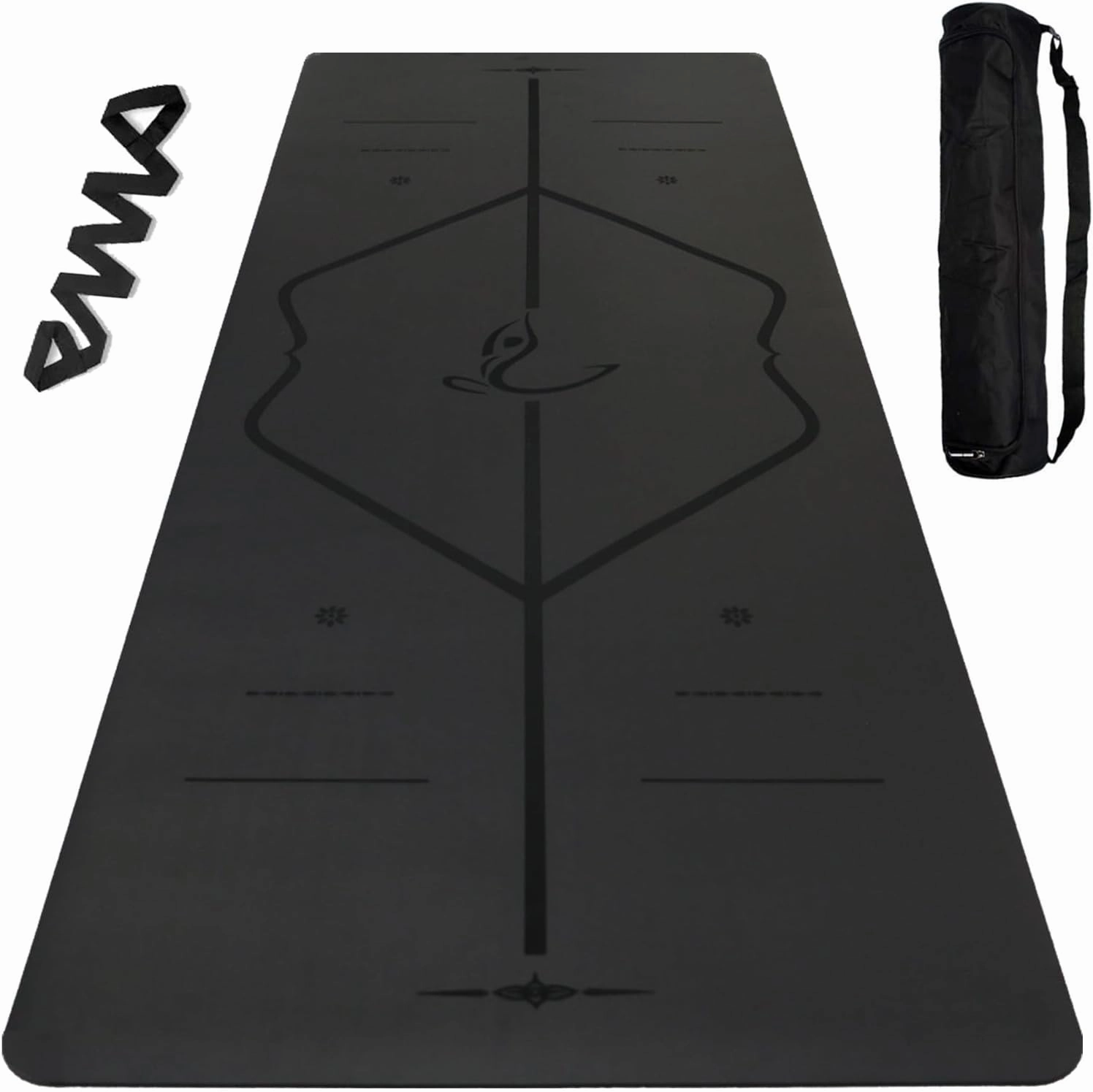 Yoga Mat – Free Yoga Bag Included - Patented Alignment System, Warrior-like Grip, Non-slip, Eco-friendly and Biodegradable, sweat-resistant, long, wide, 5mm thick mat for comfort，72.04x26.77x0.19 Inch