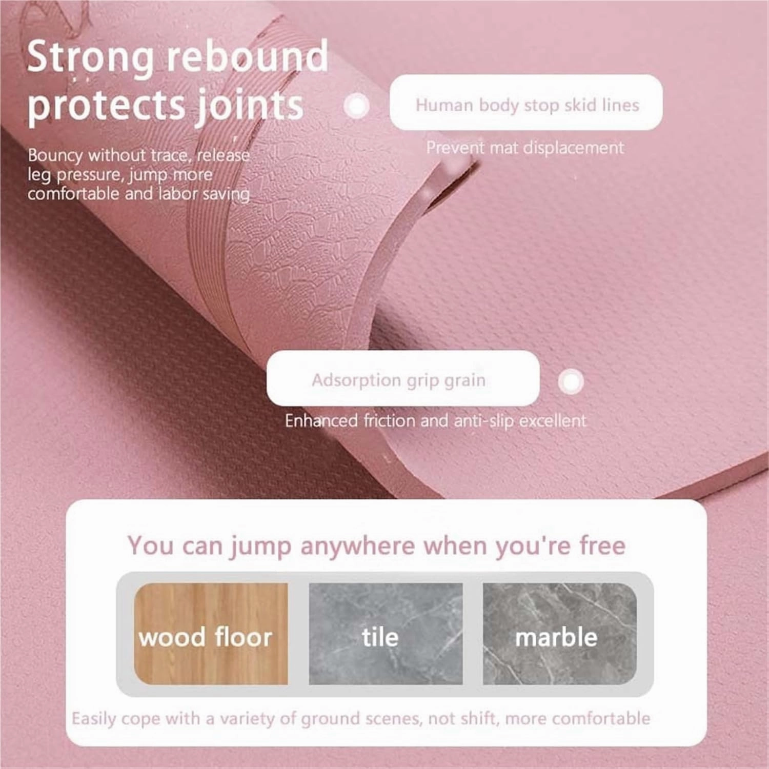 Yoga Mat Round Jump Rope Mat - Non-slip, Shock-absorbing Cushioning Enhances Workout Comfort, Chunky Exercise Yoga Mat