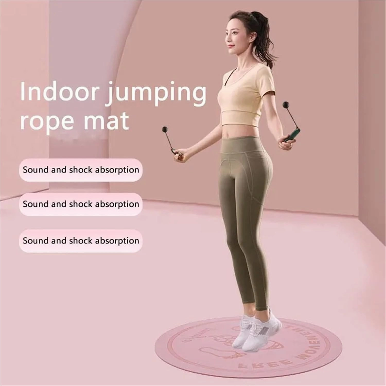 Yoga Mat Round Jump Rope Mat - Non-slip, Shock-absorbing Cushioning Enhances Workout Comfort, Chunky Exercise Yoga Mat