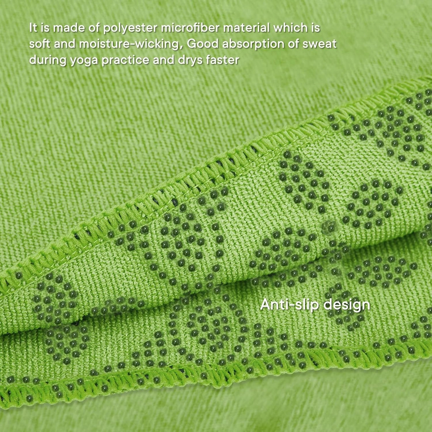 Yoga Towels, Non Slip Hot Yoga Mat Towel with Grip Dots,Super-Absorbent Soft Microfiber Yoga Blanket for Pilates, Fitness and Workout 72inch x 24inch
