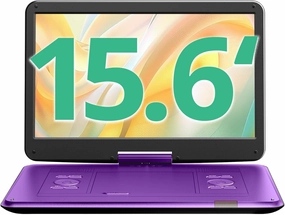 YOTON 17.5" Portable DVD Player with 15.6" Large HD Swivel Screen, 6 Hours Working Time with Built-in Battery, Dual Stereo Speakers, Support USB/SD Card/Sync TV and Multiple Disc Formats-Purple