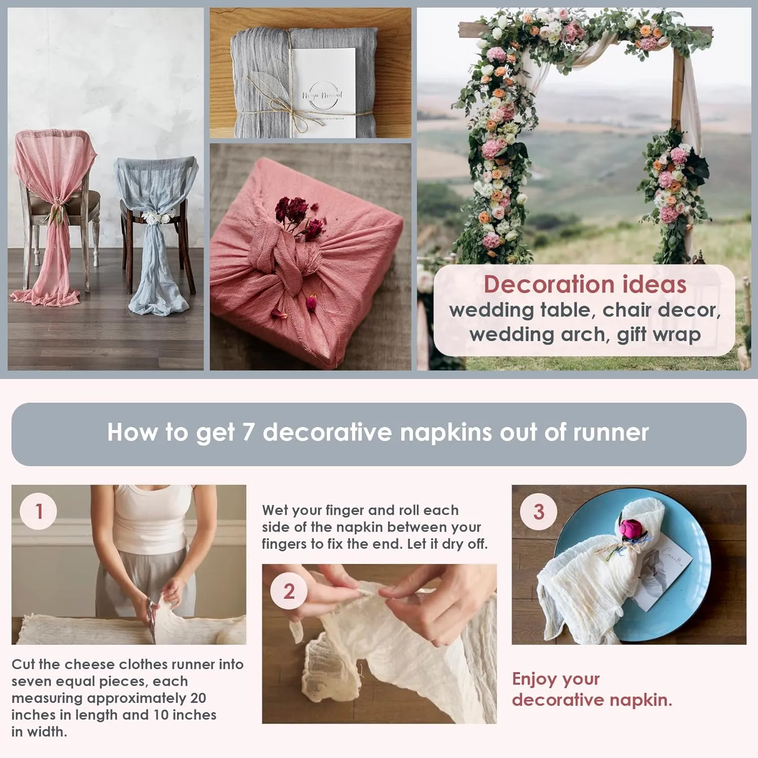 Your Magic Moment Cheesecloth Table Runner Ivory Set of 4 pc 142 in 12ft Long Cream Gauze Table Runner Bohemian Wedding Baby Shower Decorations Bridal Shower Decor Rustic Table Cloth Table Cover