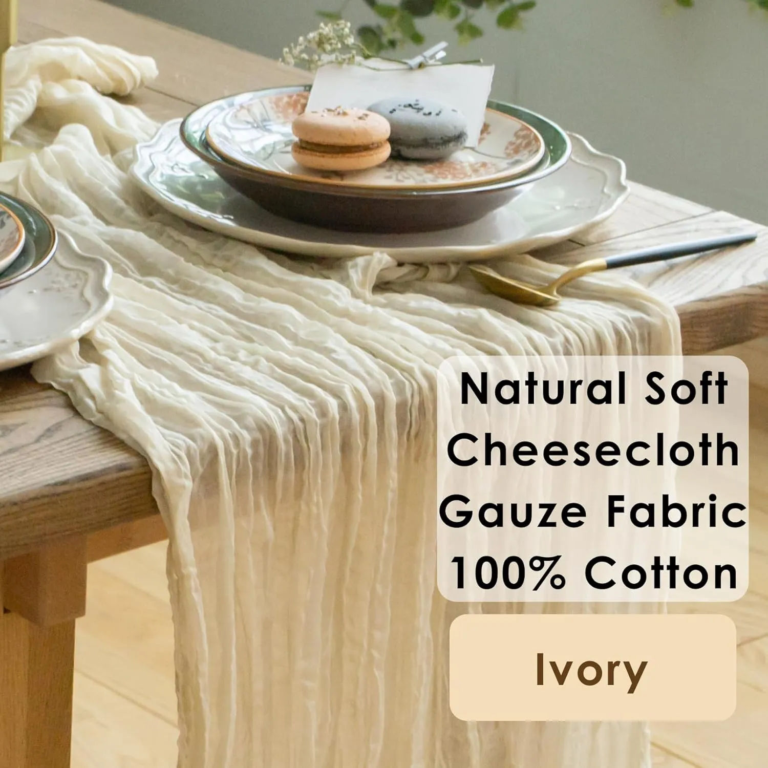 Your Magic Moment Cheesecloth Table Runner Ivory Set of 4 pc 142 in 12ft Long Cream Gauze Table Runner Bohemian Wedding Baby Shower Decorations Bridal Shower Decor Rustic Table Cloth Table Cover