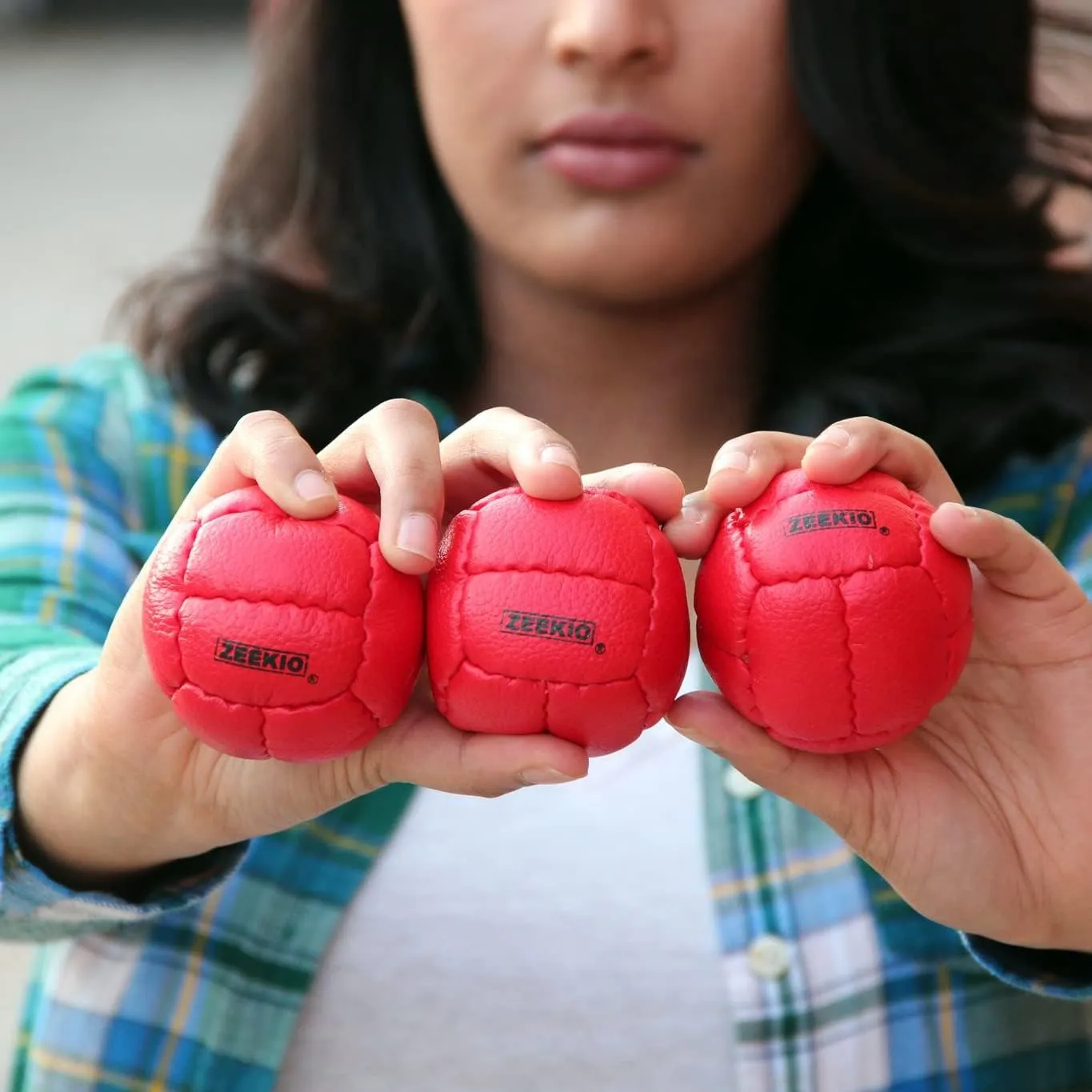 Zeekio Galaxy Juggling Balls - Premium 12 Panel Genuine Leather Balls - 130g - 67mm - Pack of 3 (Red)