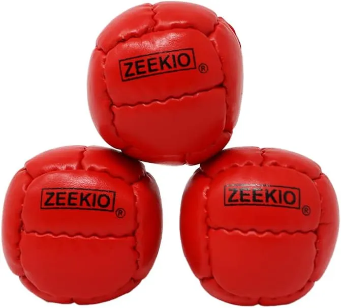 Zeekio Galaxy Juggling Balls - Premium 12 Panel Genuine Leather Balls - 130g - 67mm - Pack of 3 (Red)