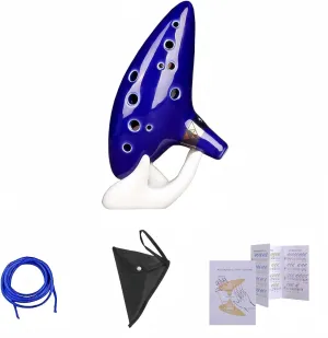 Zelda Ocarina Instrument with Song Book (Songs From the Legend of Zelda), 12 Hole Alto C Zelda Ocarinas With Gift Box,Hand-shape Display Stand,Neck Strap Cord and Black Protective Bag (Blue)
