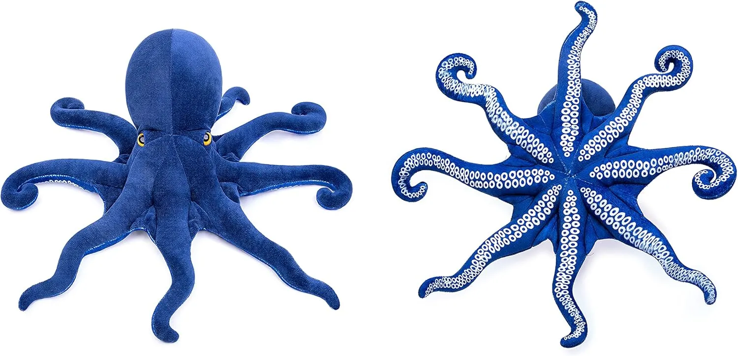 ZHONGXIN MADE Simulation Octopus Plush Toy - Blue 18" Soft Real Life Octopus Stuffed Animal Toys, Lifelike Deep Sea Creeping Animal Octopuses Plush Toys for Children Boys Girls